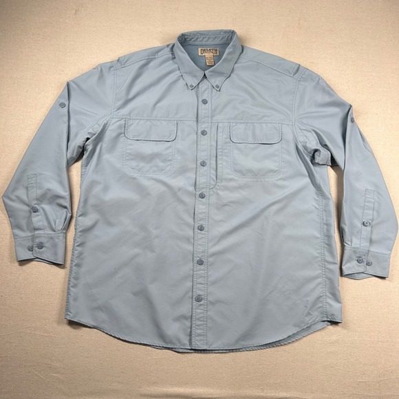 Duluth Trading Shirt Mens 2xlt Tall Fishing Performance Coolplus Roll Tab Blue - Picture 1 of 10